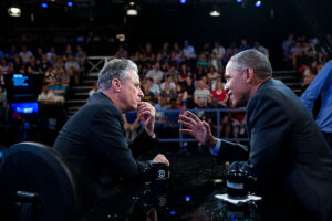 US-Präsident Barack Obama spricht mit Satiriker Jon Stewart in der "Daily Show"